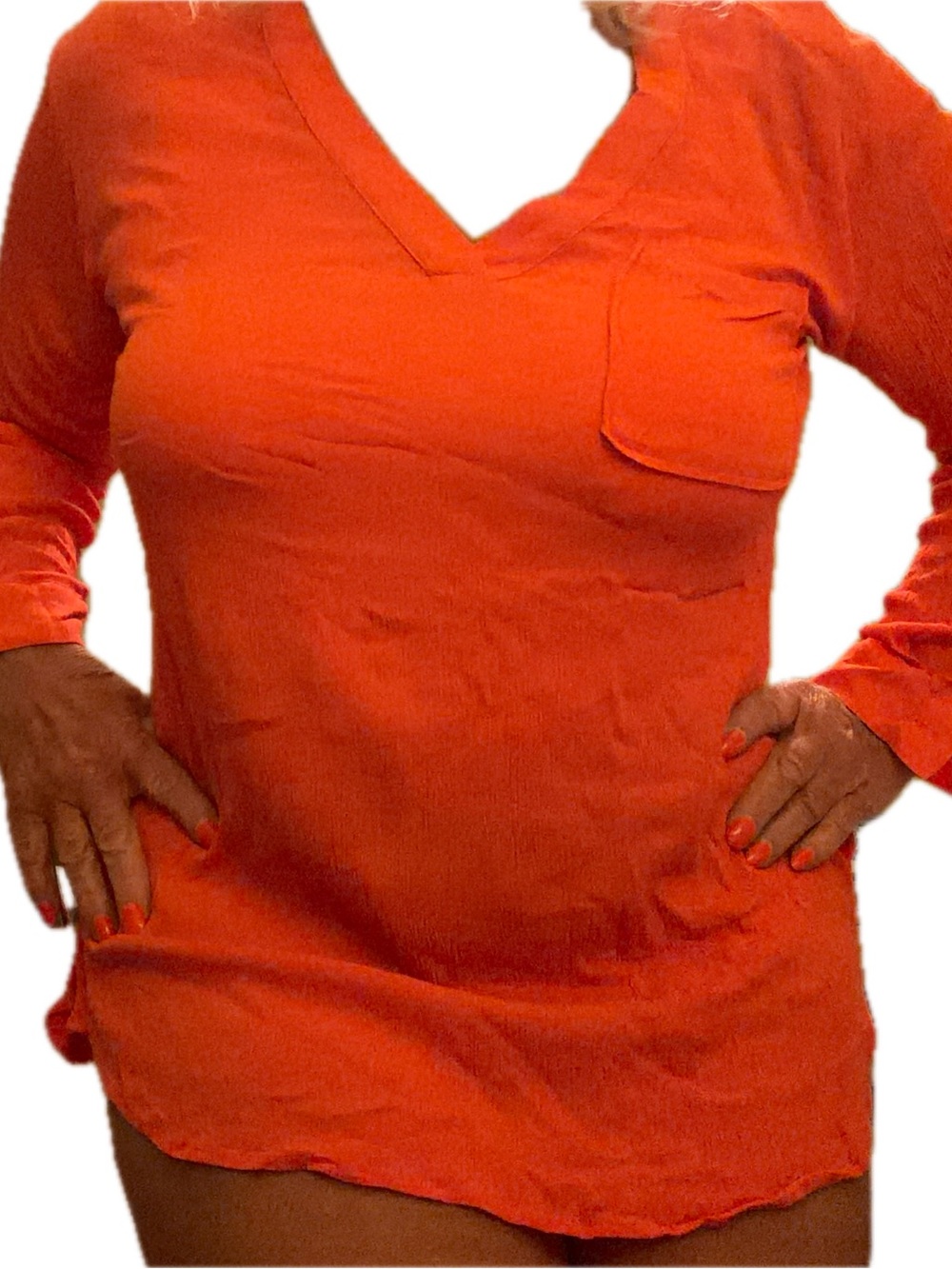 Orange V-Neck Women's Swim Coverup Tunic